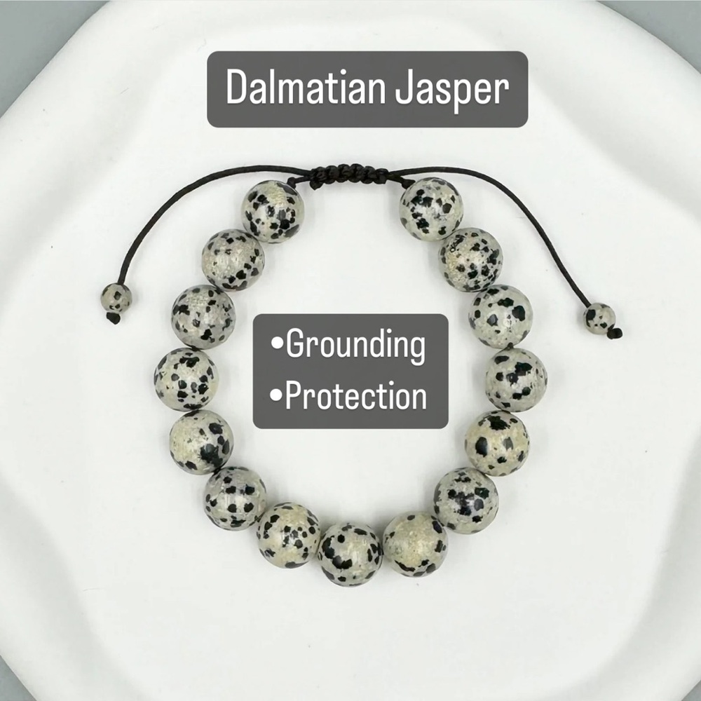 Embrace the Power of Grounding & Protection with Our Dalmatian Jasper Bracelet!